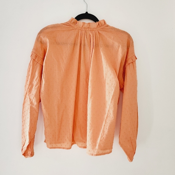 NWT CLEOBELLA Phoenix Coral Blouse Organic Cotton Dobby Split Neck Ruffle Boho - Picture 6 of 8